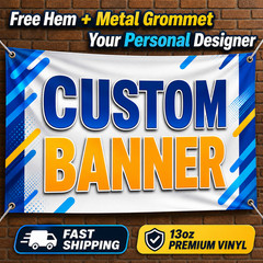 Custom Vinyl Banner Outdoor Waterproof UV Resistant 13oz Heavy Duty Fast Ship