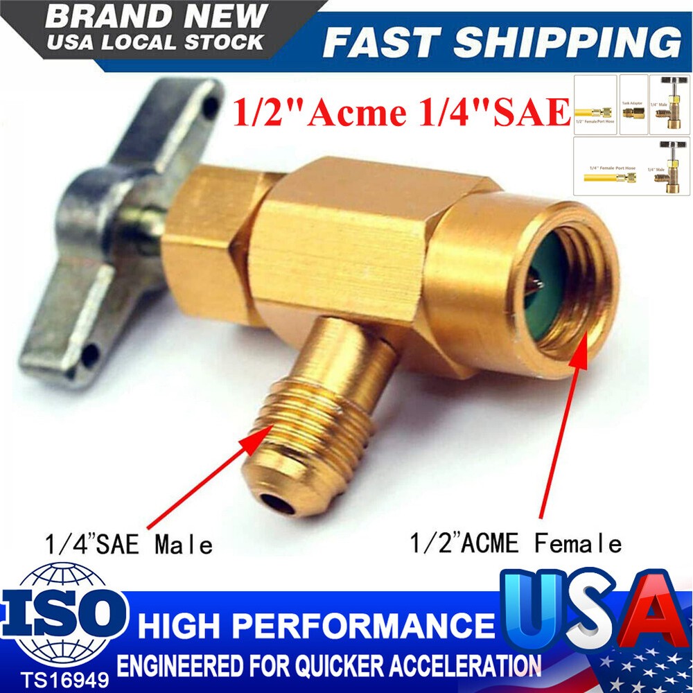 1/2″Acme 1/4″SAE Puncture Refrigeration Can Tap Tank Adapter Dispensing Valve US
