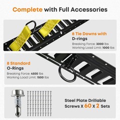 Truckiipa E Track Tie-Down Rail Kit, 8 Pack 5’ E-Track Rails with 18PCS E-