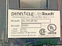(1) Pinnacle Systems UL-101-2P UltraTouch Palm Button Control 24VDC 1 NO / 1 NC