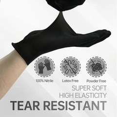 4Mil Black Nitrile Exam Disposable Gloves Latex&Powder-Free, 1000pcs of case