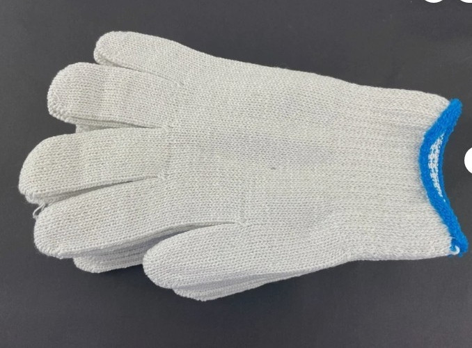 (12 Pairs) Natural White String Grip Knit Cotton Work Gloves LARGE