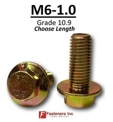 M6-1.0 x (Choose Length) Grade 10.9 Metric Flange Bolts Yellow Zinc Hardened