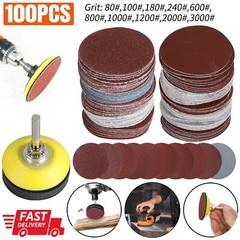 100pcs 2Inch 80-3000 Grit Mixed Sander Sanding Discs Pads Hook & Loop Sandpaper