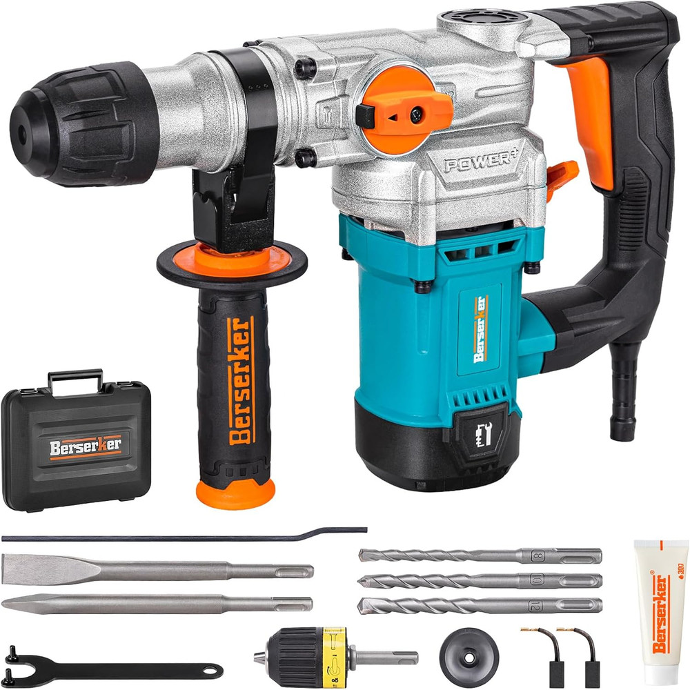 9 Amp 1-1/8″ SDS-Plus Rotary Hammer Drill with Keyless Chuck Adapter