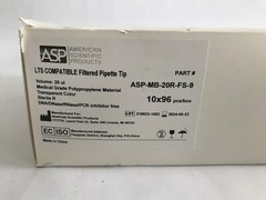 (960) ASP 20uL PP LTS Compatible Filtered Pipet Tips 96/Rack ASP-MB-20R-FS-9