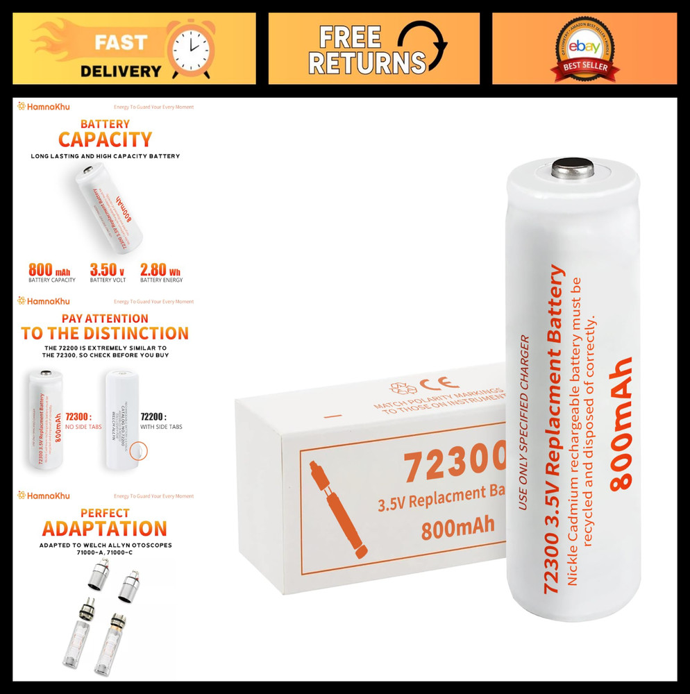 Rechargeable 800mAh Nickel-Cadmium Battery for Otoscope Models 71000-A & C