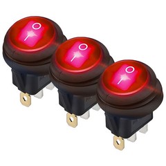 3-Pack LED Rocker Toggle Switches 12V 20A ON/OFF IP 65 Waterproof For Car, Boat