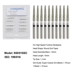Dental Diamond Burs Round End Taper Football Coarse Fine High Speed 856 850 379