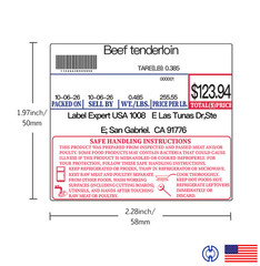 CAS LST-8030 Printing Scale Label, 58 x 50 mm, UPC/Safe Handling, 12 Rolls H