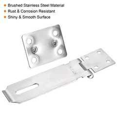5″ Stainless Steel Thick Door Latch Hasp Lock Padlock Clasp with Screws Silver