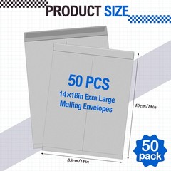 50 Pcs 14” x 18” Extra Large Mailing Envelopes 32lb with Gummed Flaps, Cata…