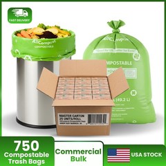Compostable Trash Bags 13 Gallon Master Box 30 packs 750 count Certified BPI