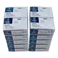 20 Boxes Regular Paper Clips Size 1, 100 Steel Paper Clips Per Box