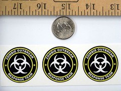 3 – Zombie Outbreak Response Team Tool Box Hard Hat Helmet Sticker Yellow H123