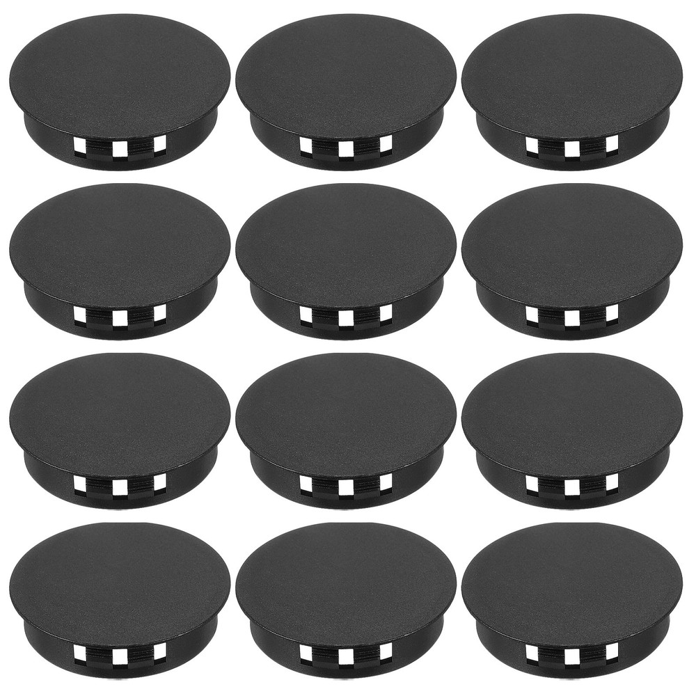 12 Pcs 42mm/1-5/8″ Plastic Hole Plugs Flush Type Round Plug Black