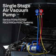 4 CFM Vacuum Pump HVAC Refrigeration AC Manifold Gauge R134A R502 Kit ETL Listed