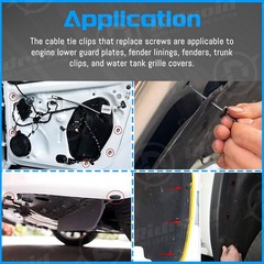 100 Pcs Nylon Universal Cable Tie Buckle for Car, T Style Automotive Zipper Clip