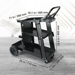 Welding Cart 3-Tier 400 LBS Welder Welding Cart with 360° Swivel Wheels