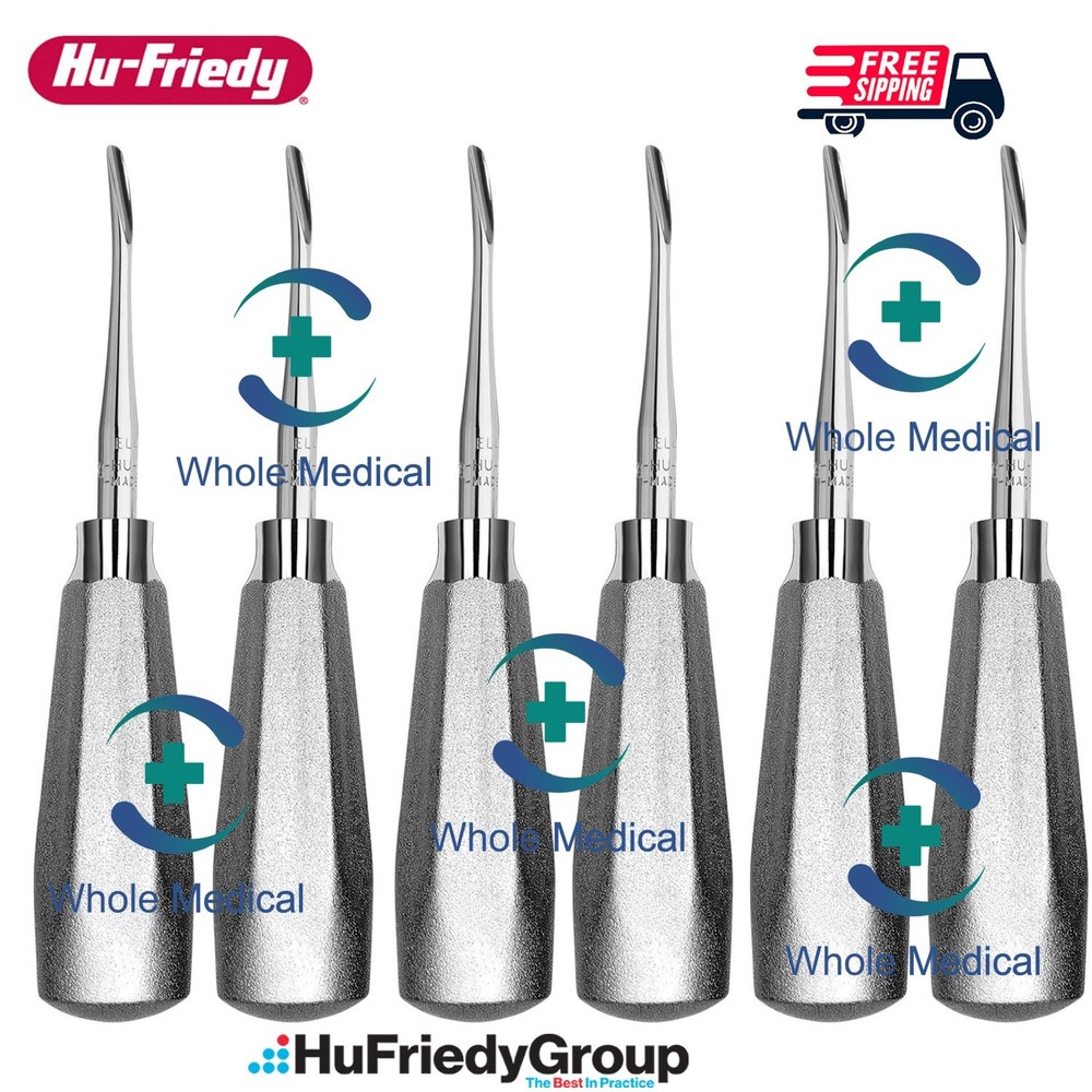 6 Pc Hu-Friedy EL4C 4mm Curved Luxating Elevators Dental Surgical Set