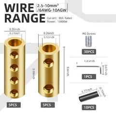 10AWG 6 8 10 Gauge Wire Connector Nut Kit 80Amp Screw Terminal Splicing Butt
