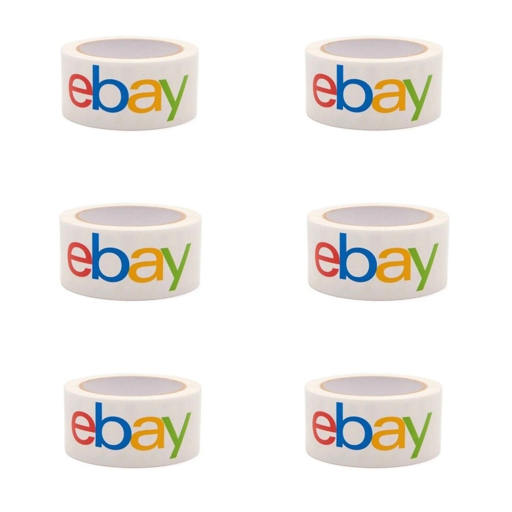 6 Rolls EBAY BRANDED Packaging Packing Tape! Color Logo BOPP 2″ x 75 Yds! NEW!!!