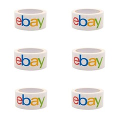 6 Rolls EBAY BRANDED Packaging Packing Tape! Color Logo BOPP 2″ x 75 Yds NEW! bl