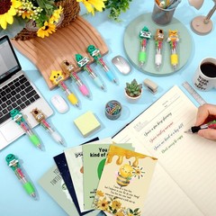 50 Sets Positive Back to School Gifts Multicolor Pens 4-in-1 with Support Car…