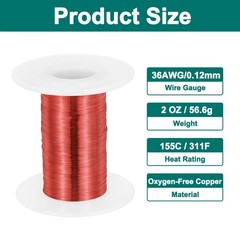 36 AWG Magnet Wire 2 oz Magnetic Coil Wire 155C(311F), Red,White