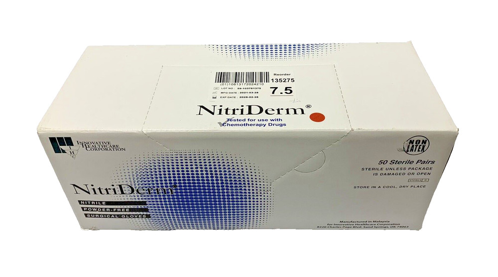 Innovative Healthcare Corp NitriDerm 135275 Nitrile Powder-Free Surgical Gloves