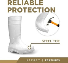 White Steel Toe Boot 100% Waterproof Lightweight and Durable