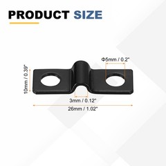25Pcs 3mm U-Shaped Pipe Clamp Carbon Steel Double Hole Strap Clamp with Screw