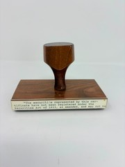 Vintage Wood Handle Rubber Stamp Securities Act of 1933 Stock Certificate Legal