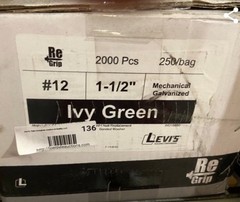 (1) 250 Ct 1 1/2” Re Grip #12 Hi-Lo Metal Roof Screw Bonded Washer Ivy Green