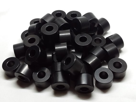 Black Anodize Aluminum Spacer Bushing 1″ OD x 1/2″ ID–Fits M12 or 1/2″ Bolts