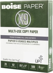 Boise X-9 MultiUse Copy Paper Case Letter Size, 5000 Sheets, 20 Lbs, 10 Reams