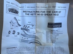 NOS KETT TOOLS 90-20 METAL SHEAR HEAD 18 GAUGE fits KD200/P500/P1060/K100/K200..
