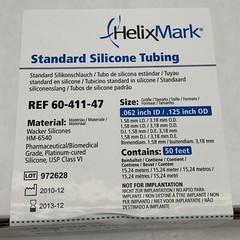 50ft HelixMark Platinum Cured HM-6540 Silicone Tubing 0.62″ ID, .125″ OD EXPIRED