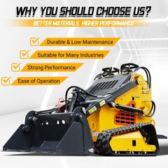 New 24HP Mini Skid Steer Loader 4-in-1 Bucket 3-Stage Pump Hydraulic System