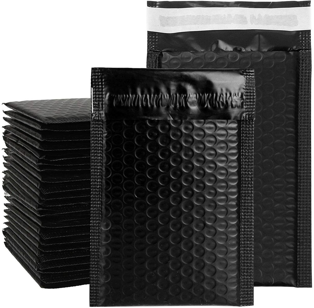 10 Pack 4×7 Inch Poly Bubble Mailers #000 Padded Envelopes Black, Poly Mailer