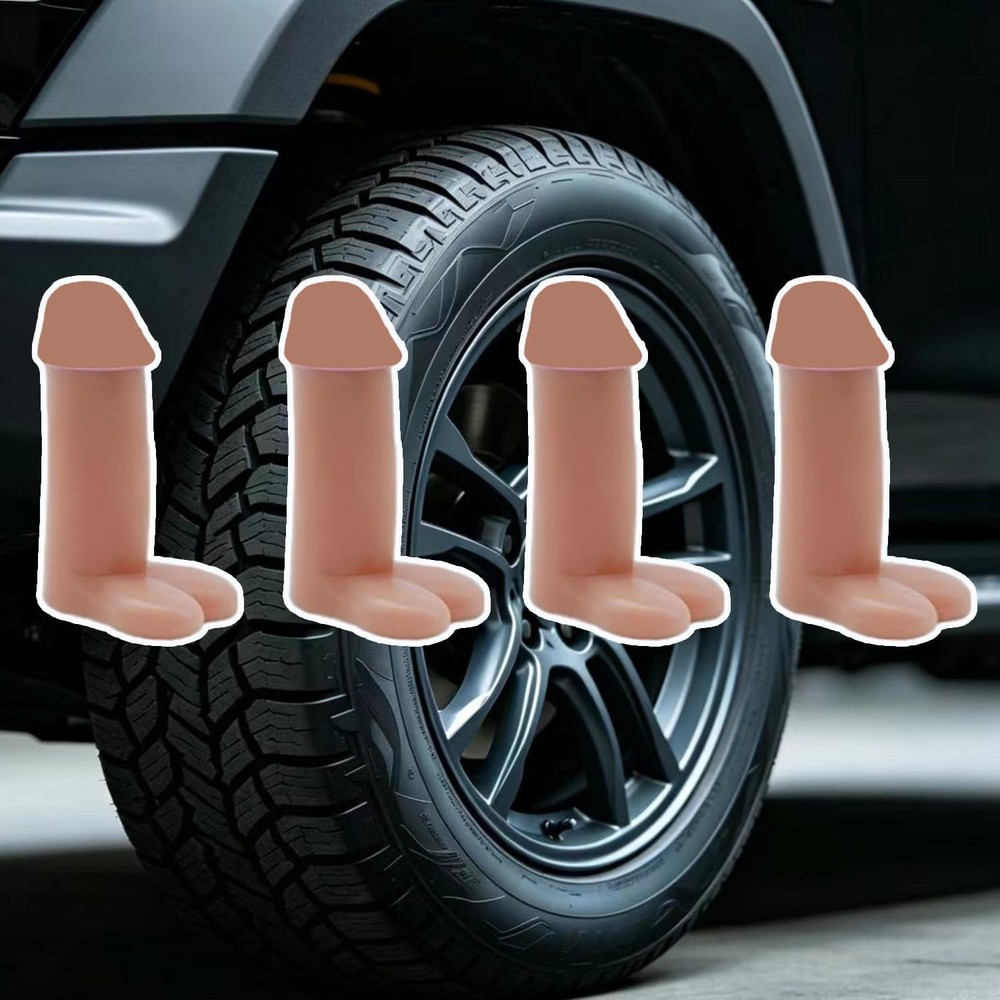 4 Pcs 1.8 inch Flesh-Colored Prank Tire Valve Stem Caps, Tire Air Caps Universal