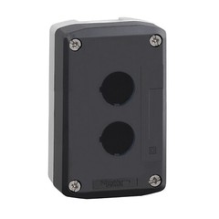 XALD02H7 Dark grey empty enclosure lid/light grey base 2 cut outs Schneider E.