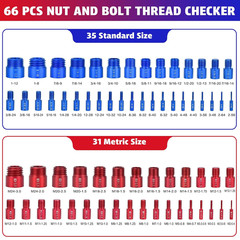66 Pcs Thread Checker Nut and Bolt Thread Checker Set with 35 Inch and 31 Metric