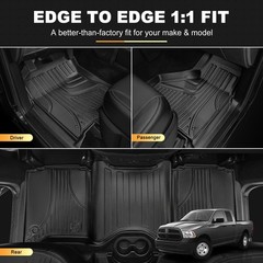 Aomsazto Floor Mats For 2013-2018 Dodge Ram 1500/2500/3500 Crew Cab All Weather