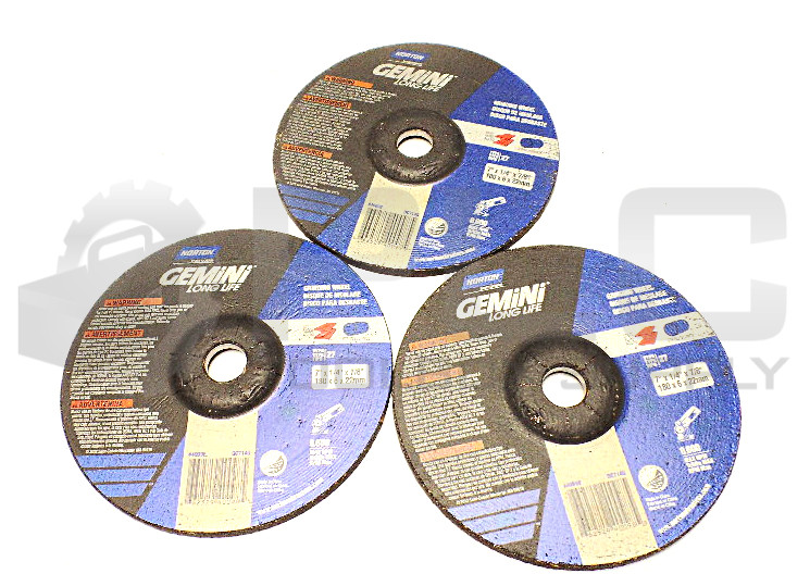 NEW LOT OF 3 GEMINI TYPE 27 GRINDING WHEEL 7” x 1/4” x 7/8”