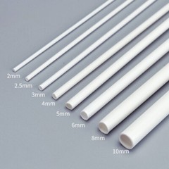 White ABS Round Hollow Tube 2mm-8mm Styrene Plastic Pipe DIY Model Crafts 250mm