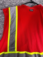 Uline Safety Work Vest Mens XL Red Sleeveless High Visibility Reflective Utility