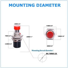 4 Pack SPST Normally Open Momentary Push Button Switch Red