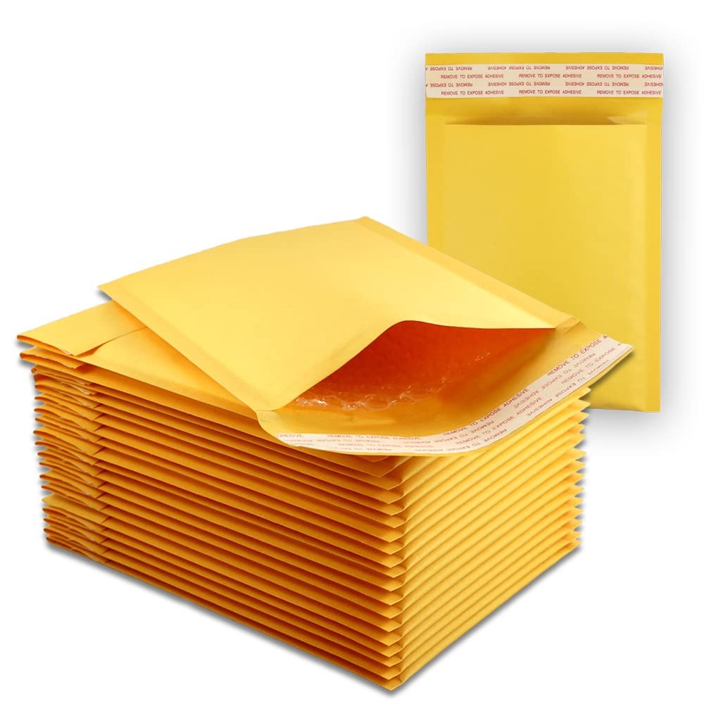EcoSwift 10 Size #0000 4×6 Small Kraft Bubble Mailers Self Small, Gold