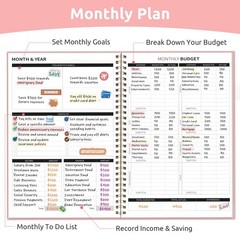 Budget Planner – Monthly Book with 9.9 x 6.9 x 0.5 inches, A.Pink